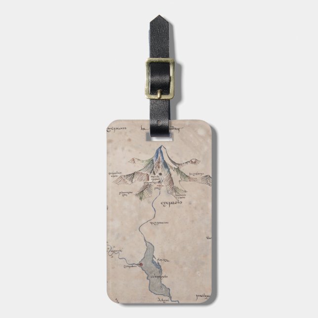Etiqueta Para Maletas Mapa de Sindarin de la solitaria montaña (Frente Vertical)