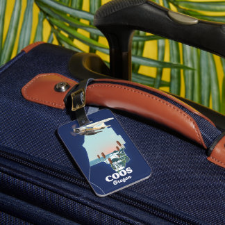 Etiqueta Para Maletas Mapa de viaje de Coos Oregon Impresión Acrílica