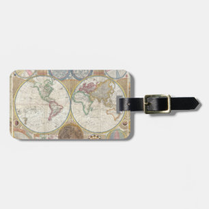 Etiqueta Para Maletas Mapa de viaje mundial geografía antigua vintage