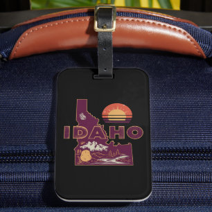 Etiqueta Para Maletas Mapa de viaje vintage de Idaho Estado americano re