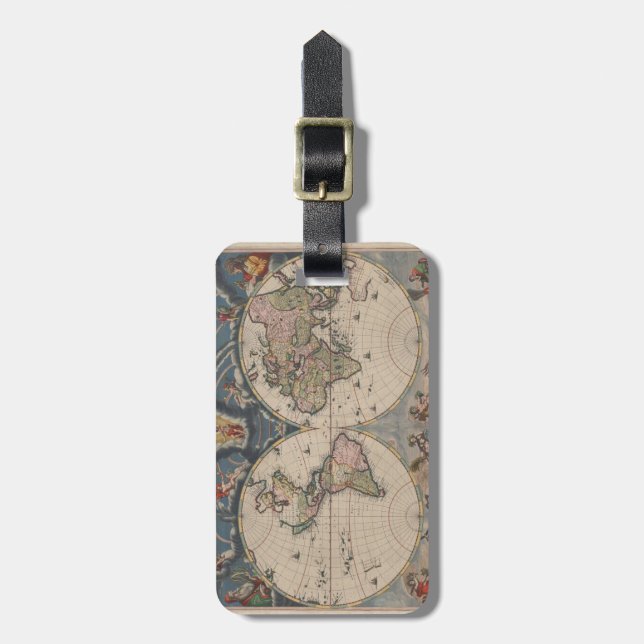 Etiqueta Para Maletas Mapa del Mundo Antiguo: Arte de Cartografía Histór (Frente Vertical)