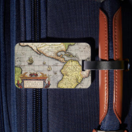 Etiqueta Para Maletas Mapa del Mundo Antiguo de las Américas por Abraham