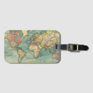 Etiqueta Para Maletas Mapa del mundo de la cosecha de vintage