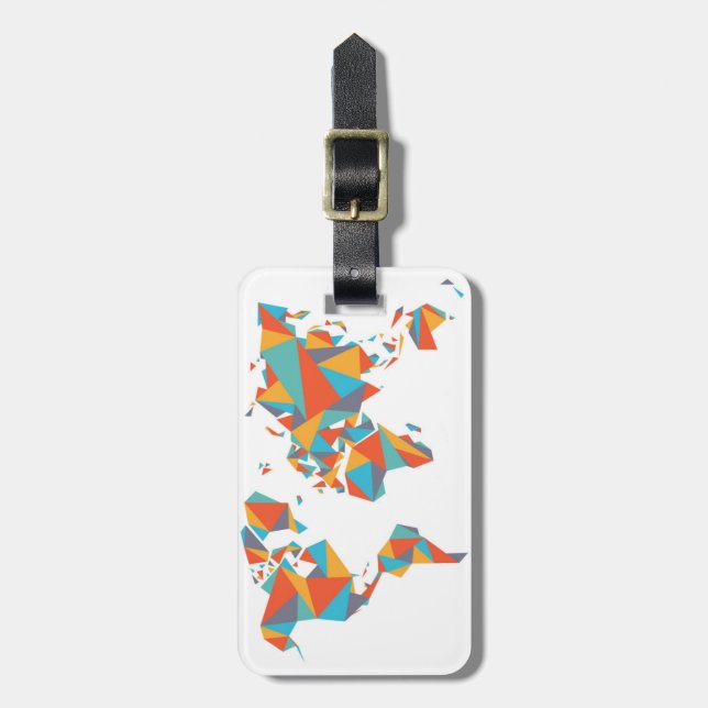 Etiqueta Para Maletas Mapa del mundo geométrico abstracto (Frente Vertical)