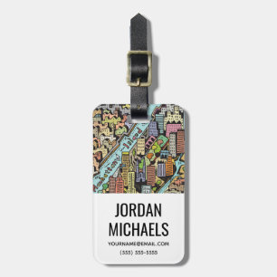 Etiqueta Para Maletas Mapa dibujado mano de New York City