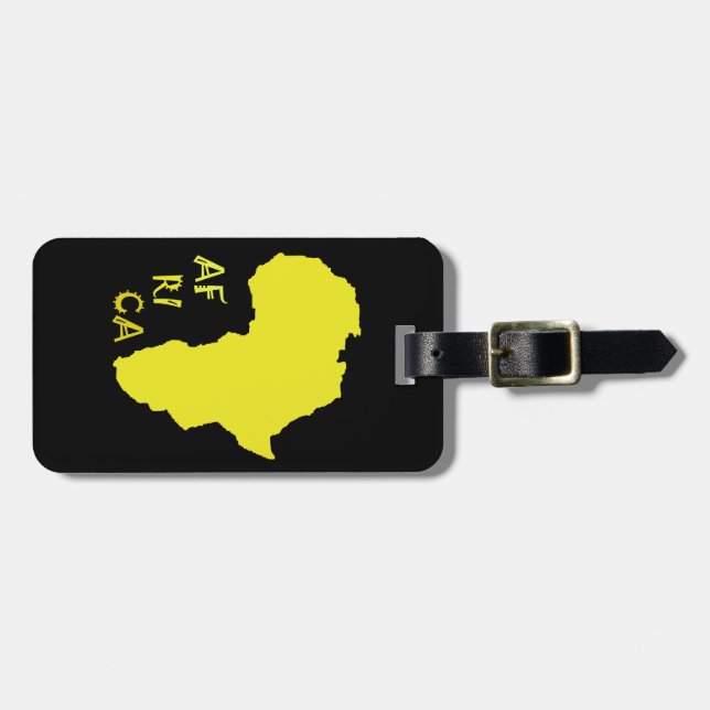 Etiqueta Para Maletas Mapa divertido de África amarillo (Frente Horizontal)