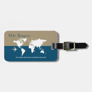 Etiqueta Para Maletas Mapa elegante del mundo moderno