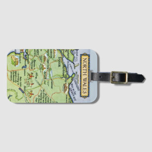 Etiqueta Para Maletas Mapa ilustrado de época de Gales del Norte
