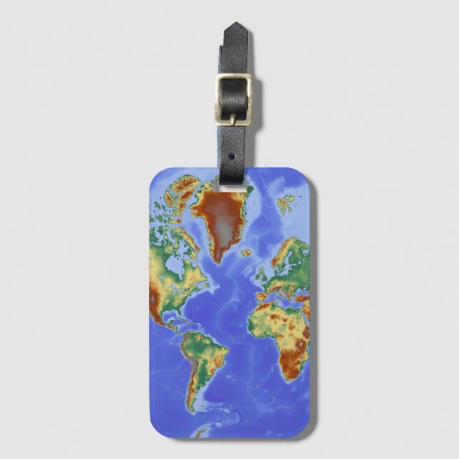 Etiqueta Para Maletas Mapa internacional de la geografía mundial (Anverso vertical)