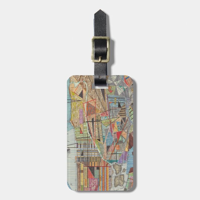Etiqueta Para Maletas Mapa moderno de Nueva York I (Frente Vertical)