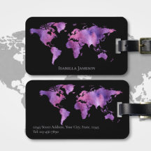 Mapa Mundial Acolorado Personalizado Morado y Negr