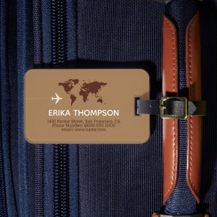 Etiqueta Para Maletas Mapa mundial de Brown