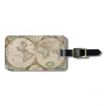 Mapa Mundial de Viajes Clásicos Vintage Monogram