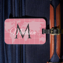 Mapa Mundial Personalizado con Monograma en Rosa M