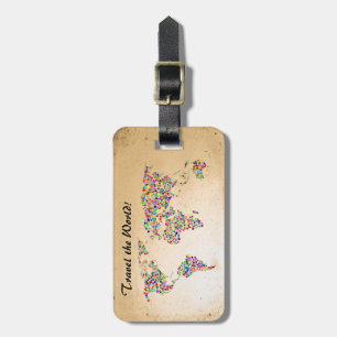 Etiqueta Para Maletas Mapa Mundial y Viajar por el Mundo