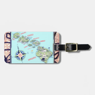Etiqueta Para Maletas Mapa Retro Hawaii