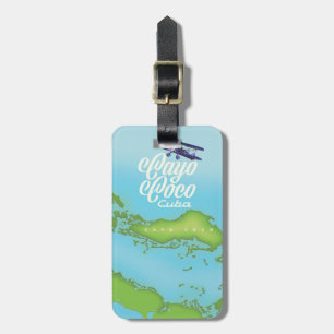 Etiqueta Para Maletas Mapa vintage de Cayo Coco Cuba.