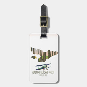 Etiqueta Para Maletas Mapa vintage del bosque nacional Superior Minnesot