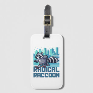 Etiqueta Para Maletas Mapache Radical Urban Skateboarder