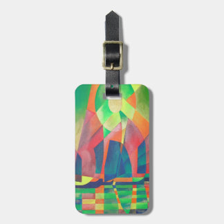 Etiqueta Para Maletas Mar de Verde con basura abstracta cubista
