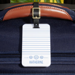 Etiqueta Para Maletas Maravillas De Vieiras Azules Costeras Personalizad