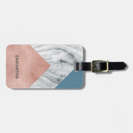 Etiqueta Para Maletas Marble Faux Rosa Gold Blue personalizado