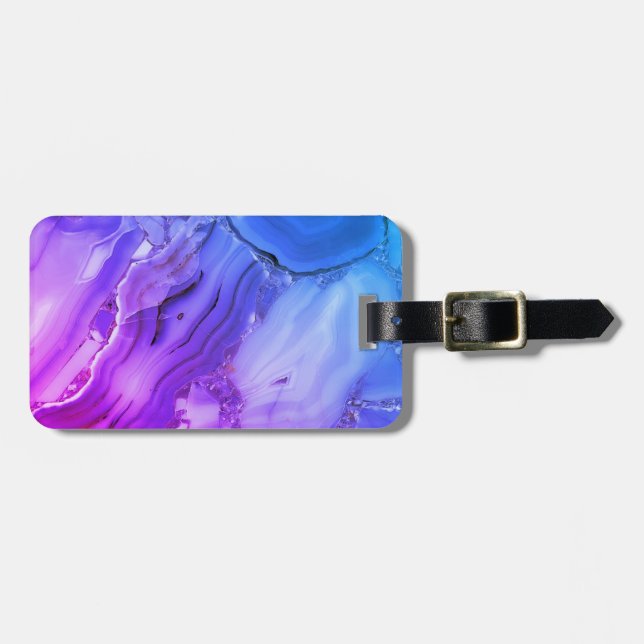 Etiqueta Para Maletas Marble púrpura exótico (Frente Horizontal)