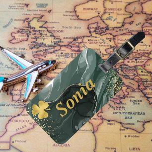 Etiqueta Para Maletas Marble verde de oro y amante de oro, St Patrick