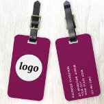 Etiqueta Para Maletas Marca promocional Magenta Pink Business Branding<br><div class="desc">Diseño de logotipo sencillo para su negocio. Reemplace el logotipo y los detalles por el suyo propio y cambie el color de fondo de la herramienta de diseño a personalizar. Ideal como artículo promocional para dar a clientes,  clientes y empleados,  y para viajes de negocios y ferias.</div>