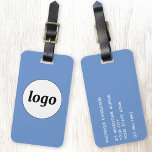 Etiqueta Para Maletas Marca promocional Minimalista para empresas azules<br><div class="desc">Diseño de logotipo sencillo para su negocio. Reemplace el logotipo y los detalles por el suyo propio y cambie el color de fondo de la herramienta de diseño a personalizar. Ideal como artículo promocional para dar a clientes,  clientes y empleados,  y para viajes de negocios y ferias.</div>