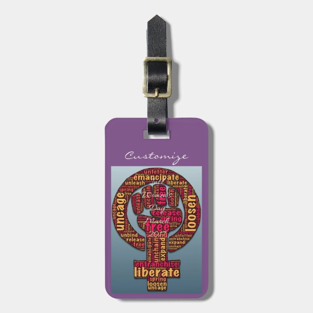 Etiqueta Para Maletas marcha de mujeres levantada primero 2017 (Frente Vertical)