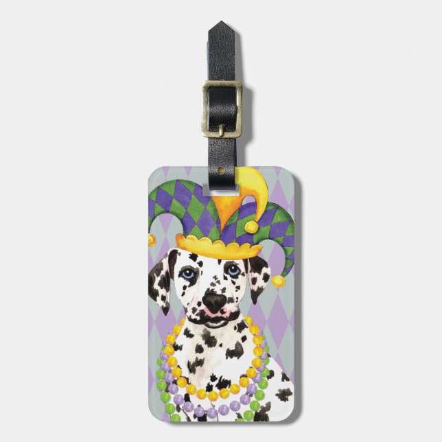 Etiqueta Para Maletas Mardi Gras Dalmatian (Frente Vertical)