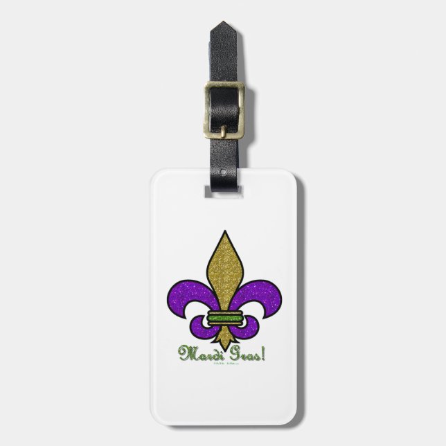 Etiqueta Para Maletas Mardi Gras Fleur De Lis (Frente Vertical)