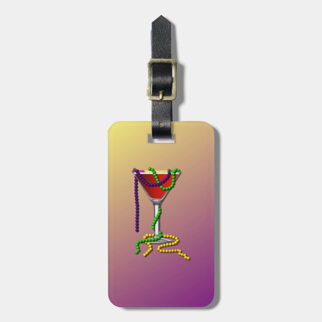 Etiqueta Para Maletas Mardi Gras Martini (Frente Vertical)