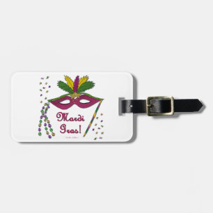 Etiqueta Para Maletas Mardi Gras Mask Feather Beather