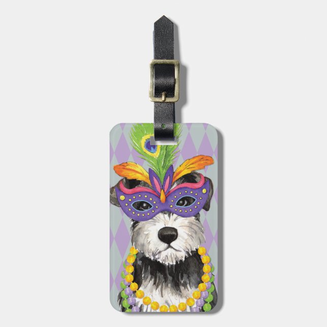 Etiqueta Para Maletas Mardi Gras Mini Schnauzer (Frente Vertical)