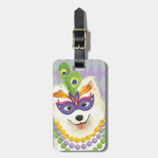 Etiqueta Para Maletas Mardi Gras Samoyed (Frente Vertical)