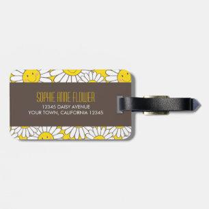 Etiqueta Para Maletas Margaritas sonrientes lindas Personalizable
