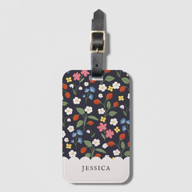 Etiqueta Para Maletas marina de estampado de fresa (Anverso vertical)