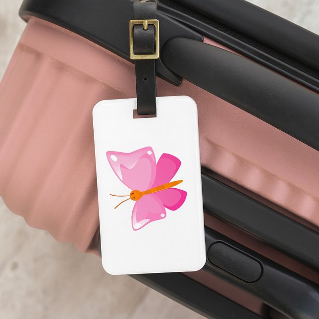 Etiqueta Para Maletas Mariposa Adorable Personalizado Rosa (Subido por el creador)