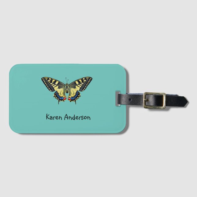 Etiqueta Para Maletas Mariposa amarilla y negra (Anverso horizontal)