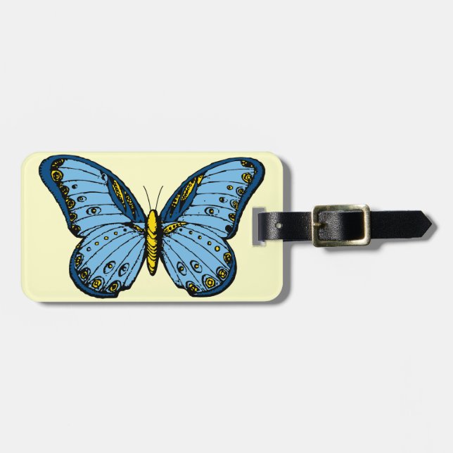 Etiqueta Para Maletas Mariposa azul (Frente Horizontal)