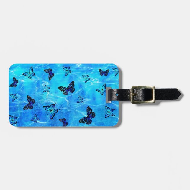 Etiqueta Para Maletas Mariposa azul (Frente Horizontal)