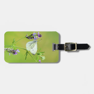 Etiqueta Para Maletas Mariposa blanca veteada verde