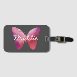 Etiqueta Para Maletas Mariposa capilar rosa