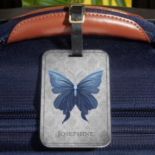 Etiqueta Para Maletas Mariposa con manchas azules