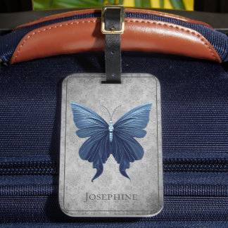 Etiqueta Para Maletas Mariposa con manchas azules