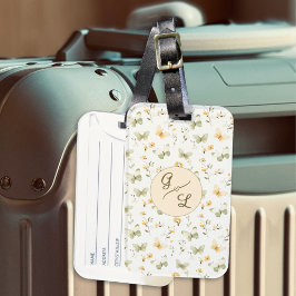 Etiqueta Para Maletas Mariposa de primavera con monograma personalizado
