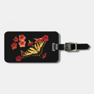 Etiqueta Para Maletas Mariposa de Swallowtail del tigre con las flores