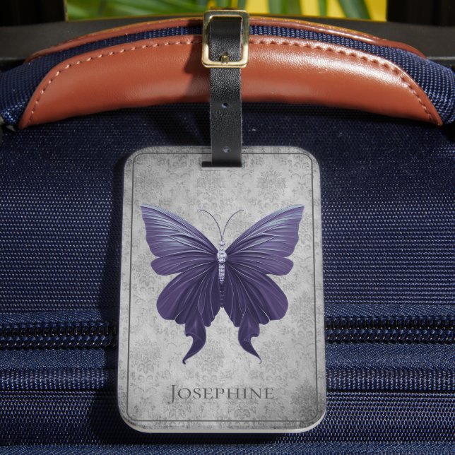 Etiqueta Para Maletas Mariposa gaseada morada (Anverso In situ 2)